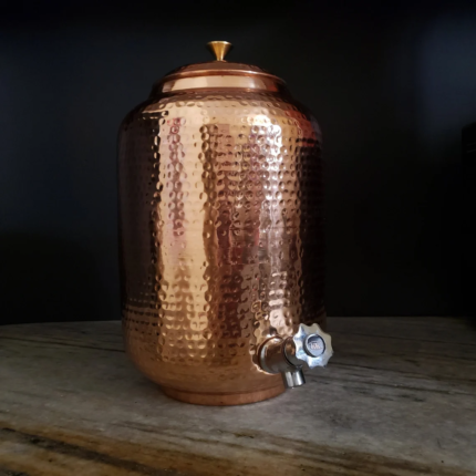 8L Pure Copper Water Dispenser: Hand-Hammered Elegance for Home, Studio, and Office